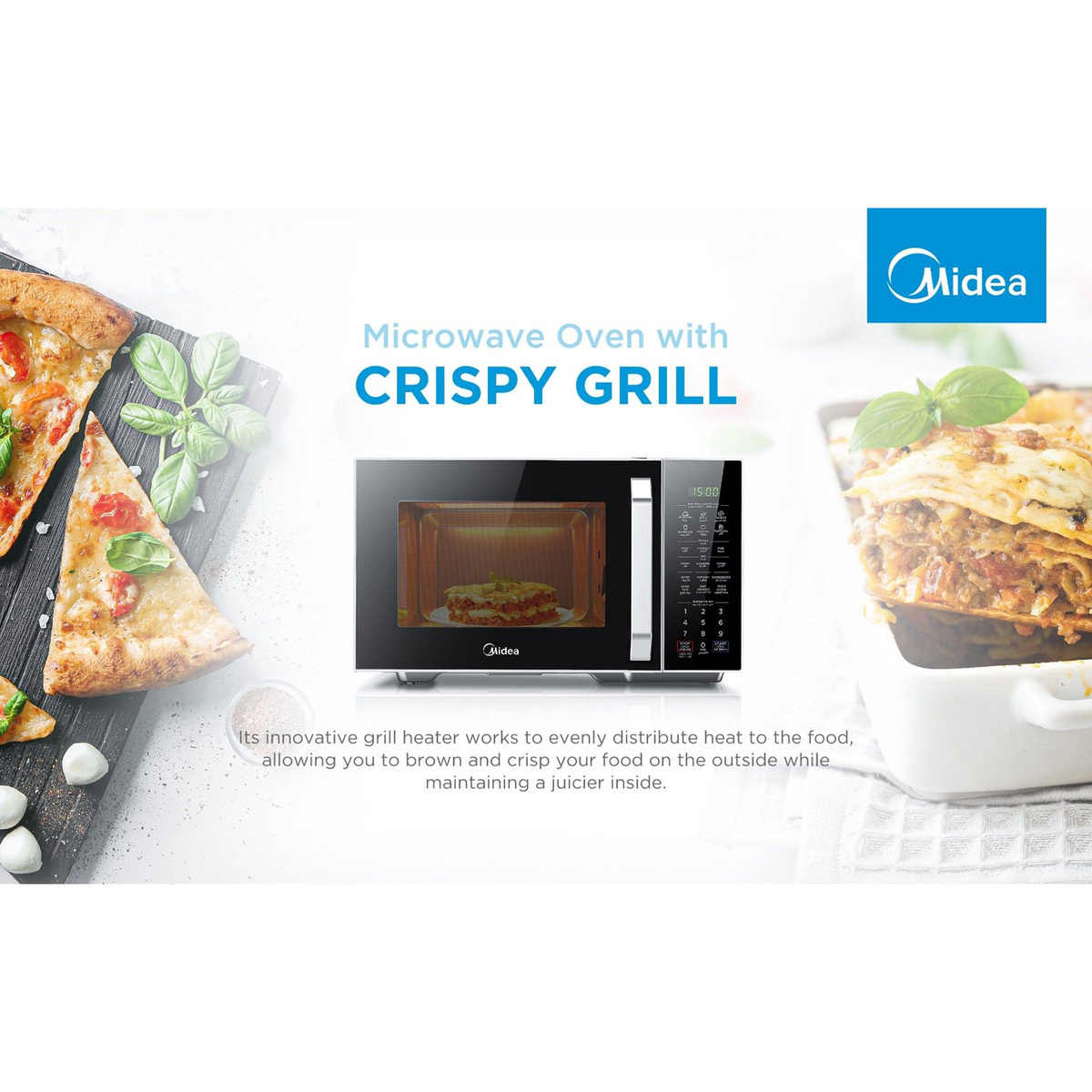 Midea Microwave Oven with Digital Grill, 29 L, Black/Silver, EG9P032MX