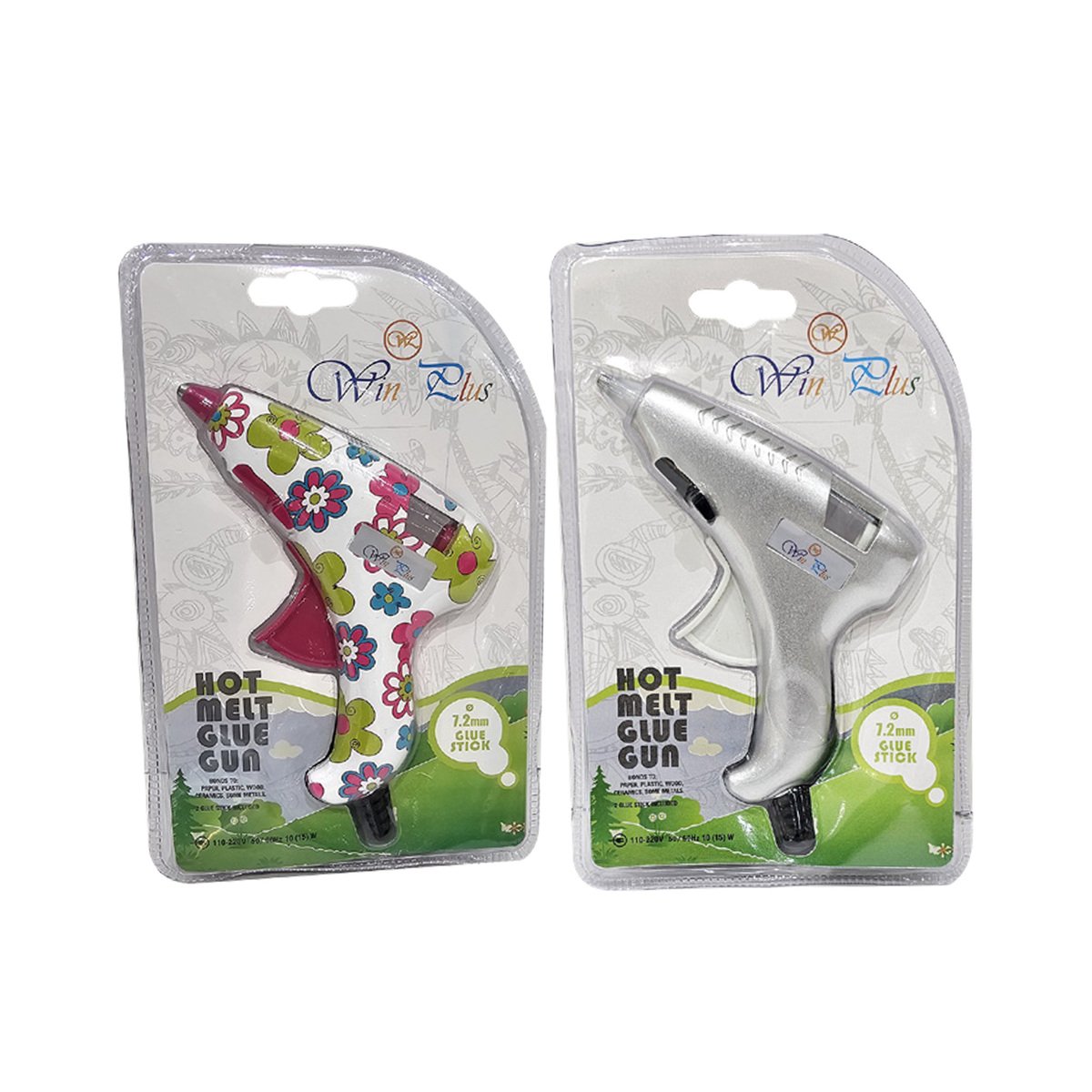 Win Plus Printed Glue Gun 043016W-1 Assorted per pc