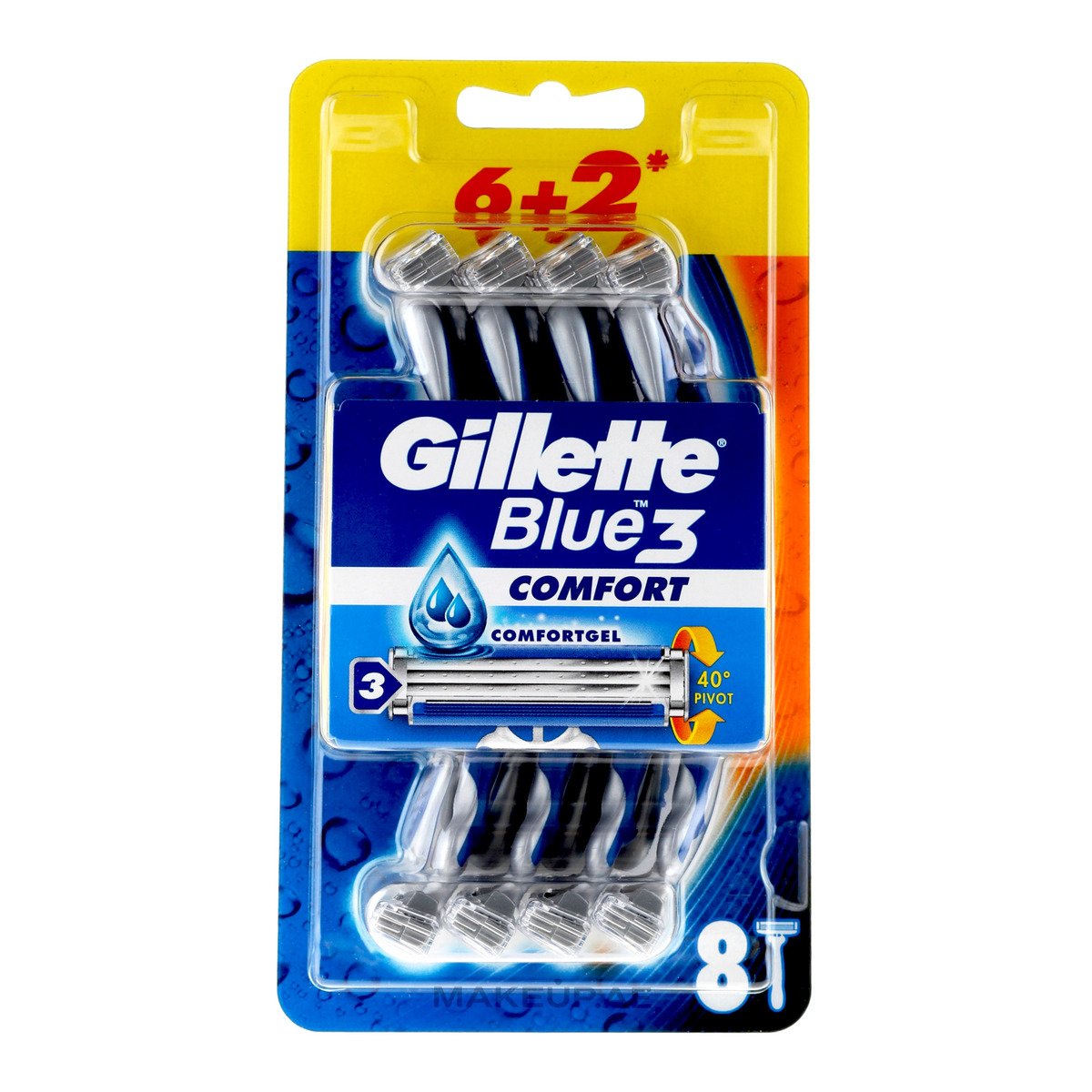 Gillette Blue3 Men's Disposable Razors 6 pcs + 2