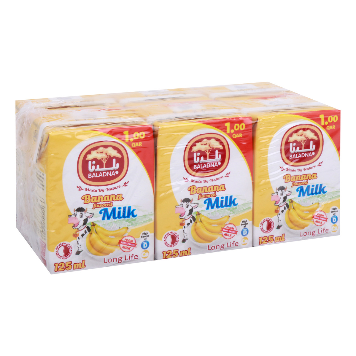 Baladna UHT Banana Flavoured Milk, 6 x 125 ml