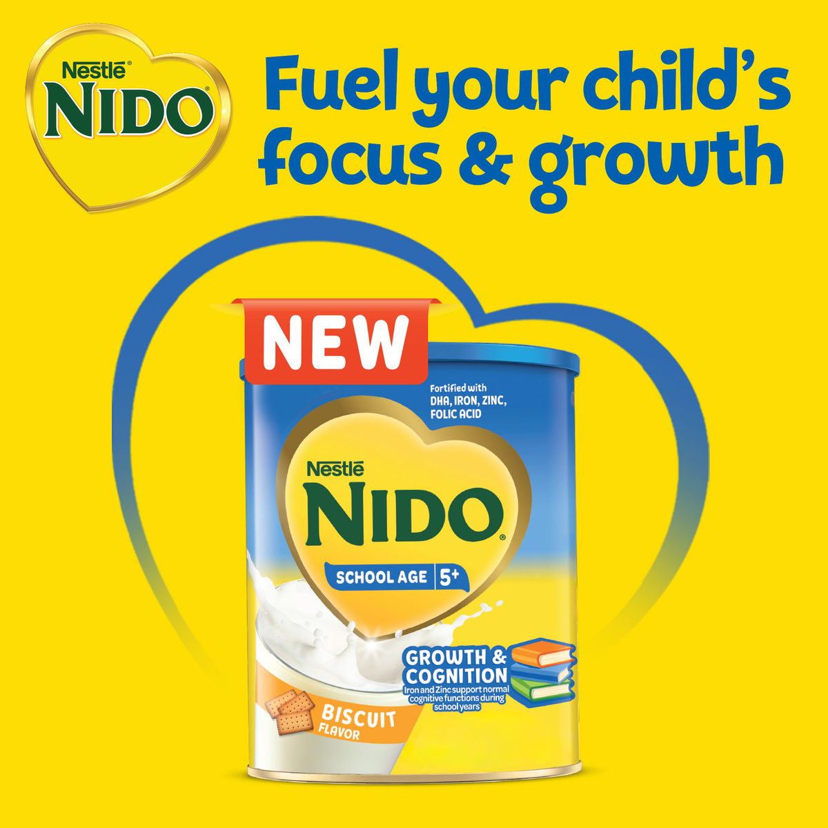 Nestle Nido School Age 5+ Biscuit Flavor Growth & Cognition 900 g