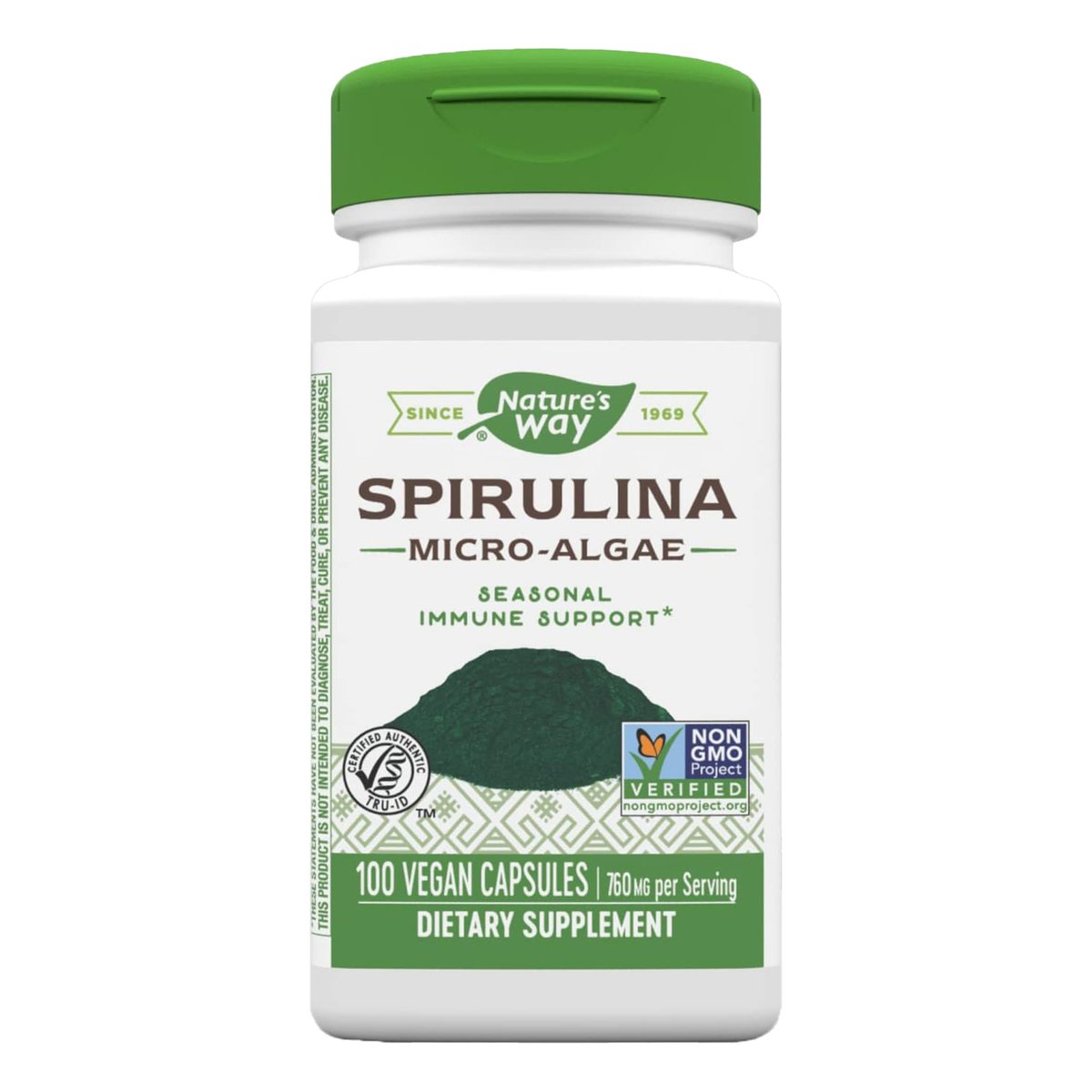 Nature's Way Spirulina Micro-Algae Vegan Dietary Supplement 100 pcs