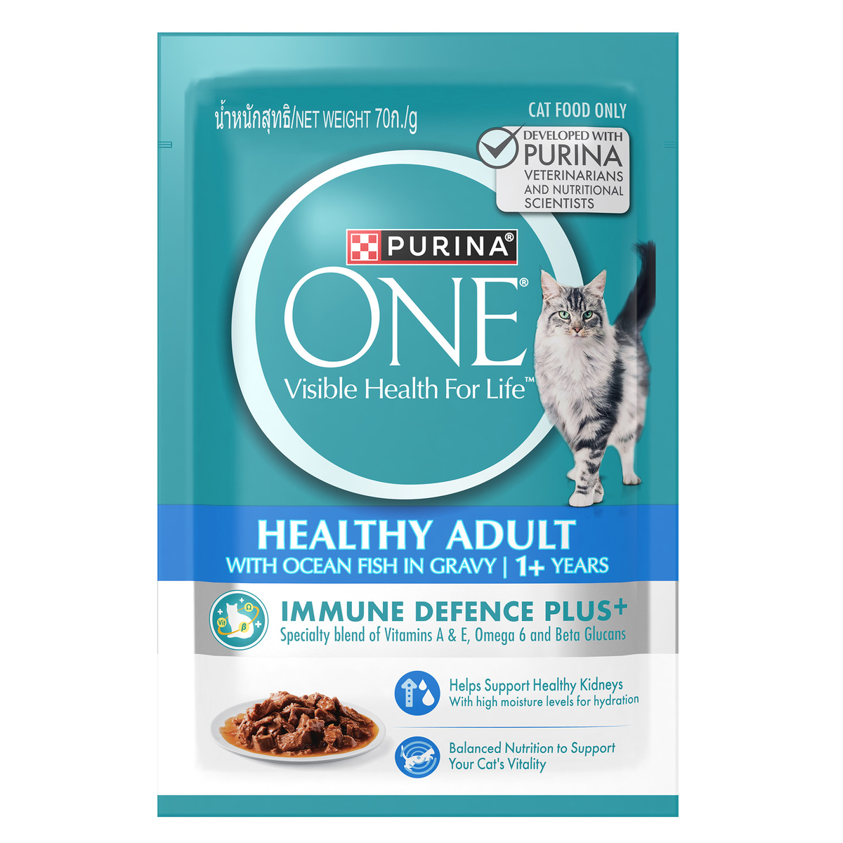 Purina One Healthy Adult Catfood With Ocean Fish In Gravy 12 x 70 g