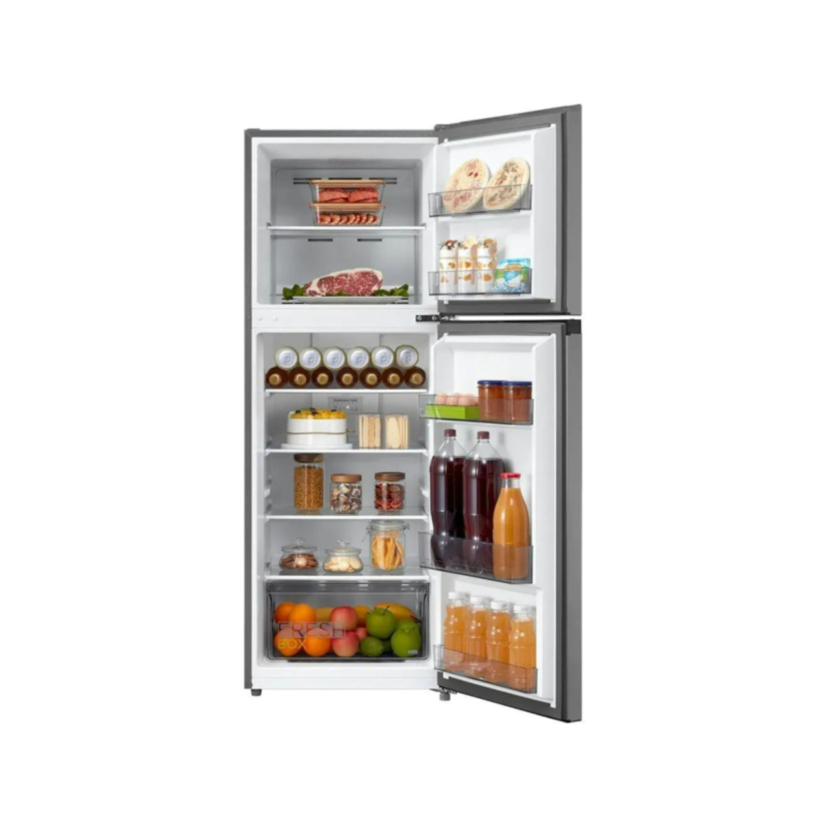 Midea Double Door Refrigerator, 236L, Dark Silver, MDRT346MTE50D