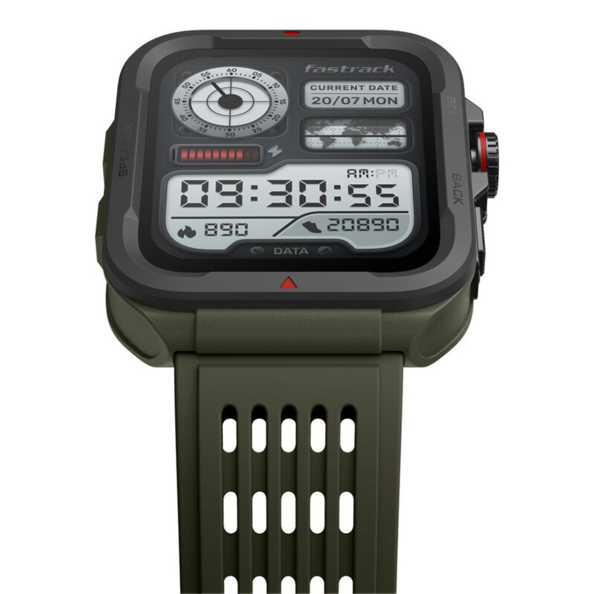 Fastrack Active with 1.83" UltraVU HD Display and Functional Crown Rugged Smartwatch with Auto Multisport Recognition,Green