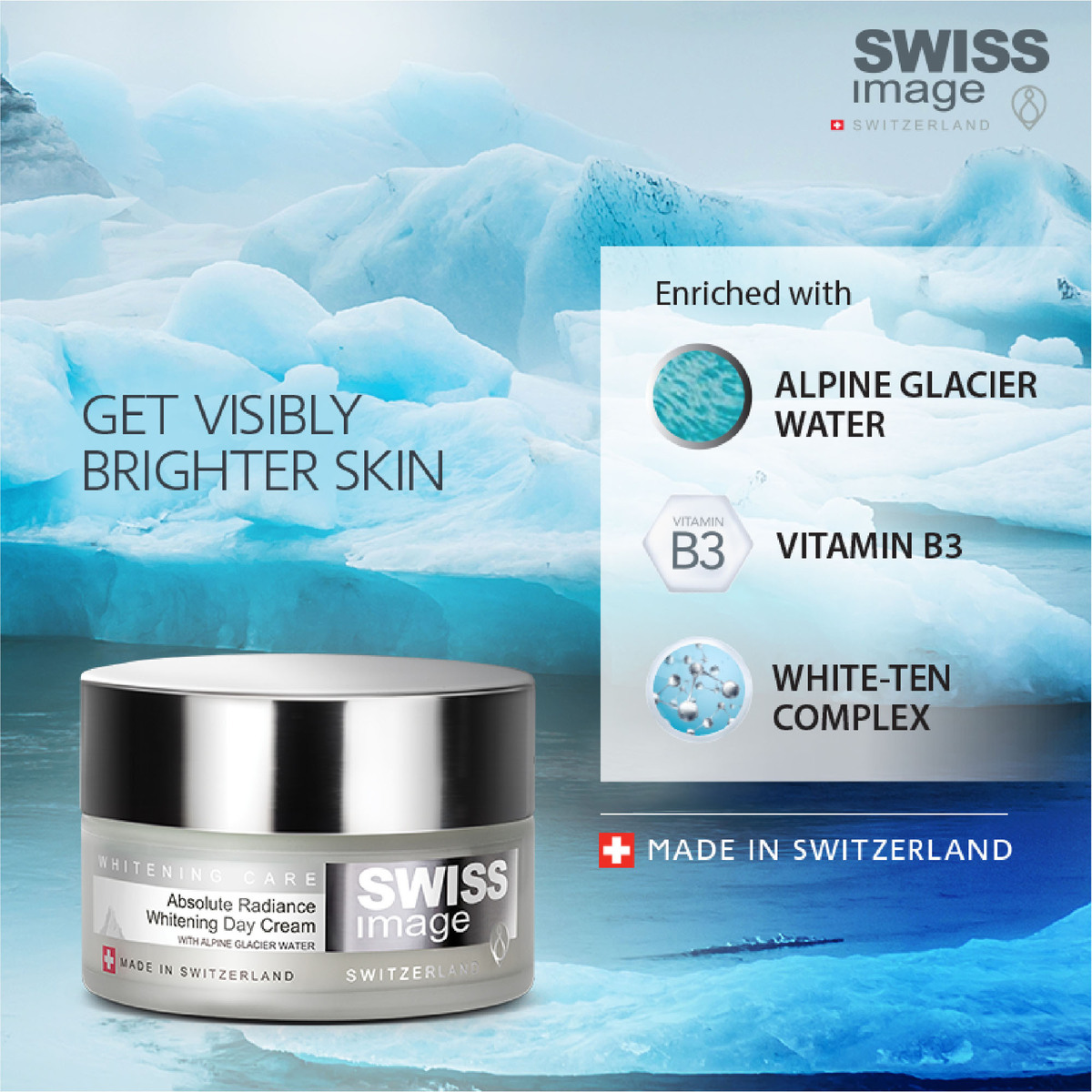 Swiss Image Absolute Radiance Whitening Face Wash 200 ml + Day Cream 50 ml