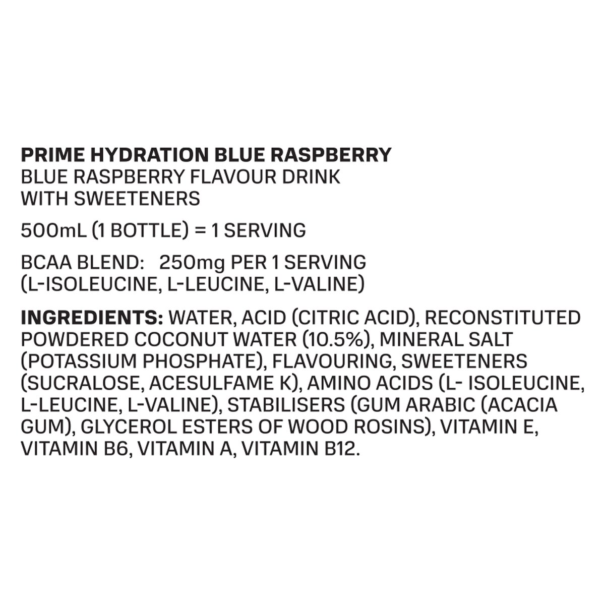 Prime Blue Raspberry Hydration Drink 500 ml