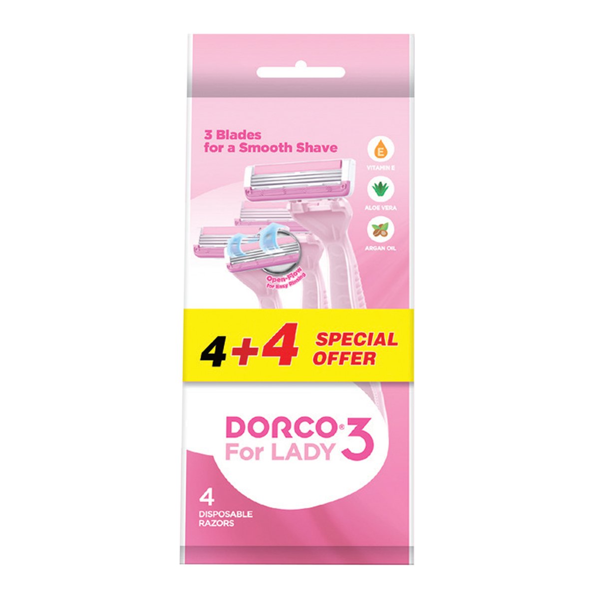 Dorco 3 Blades Disposable Razors For Lady 4+4