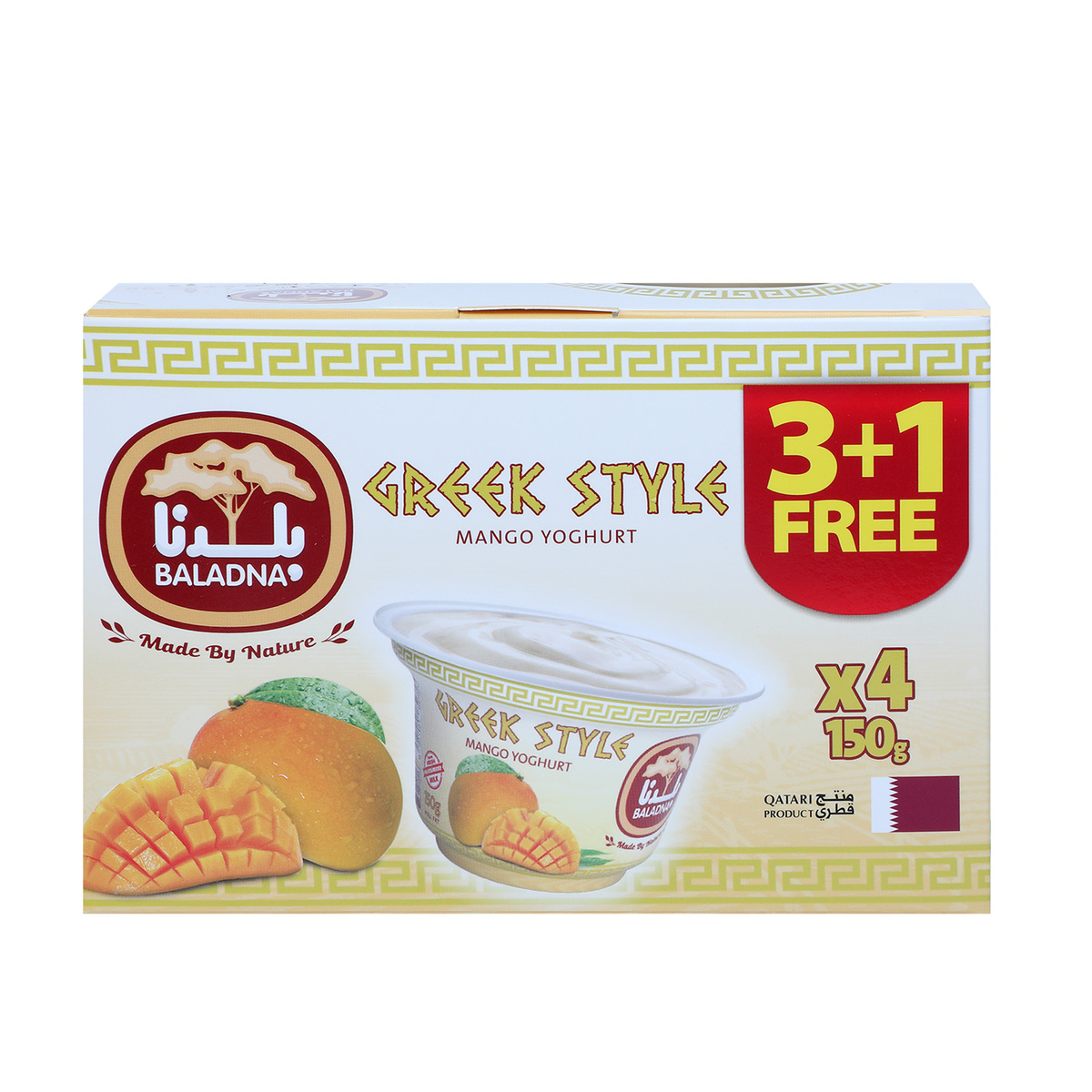 Baladna Greek Style Mango Yoghurt 150 g 3+1 pcs