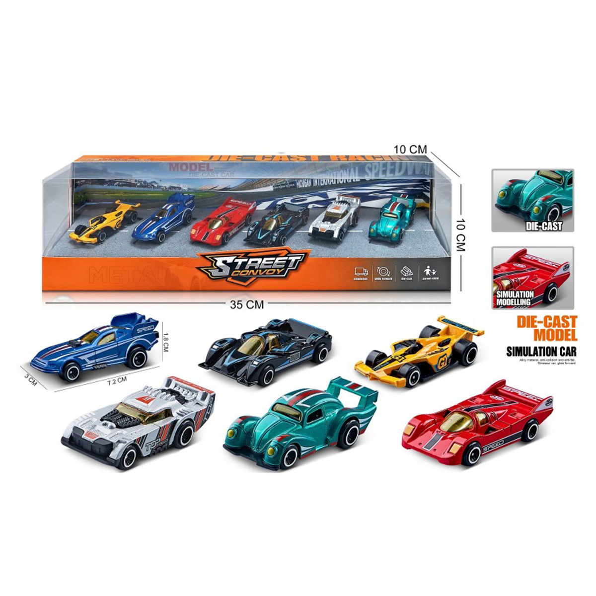 Skid Fusion Die Cast Car 1:64 6pcs Assorted