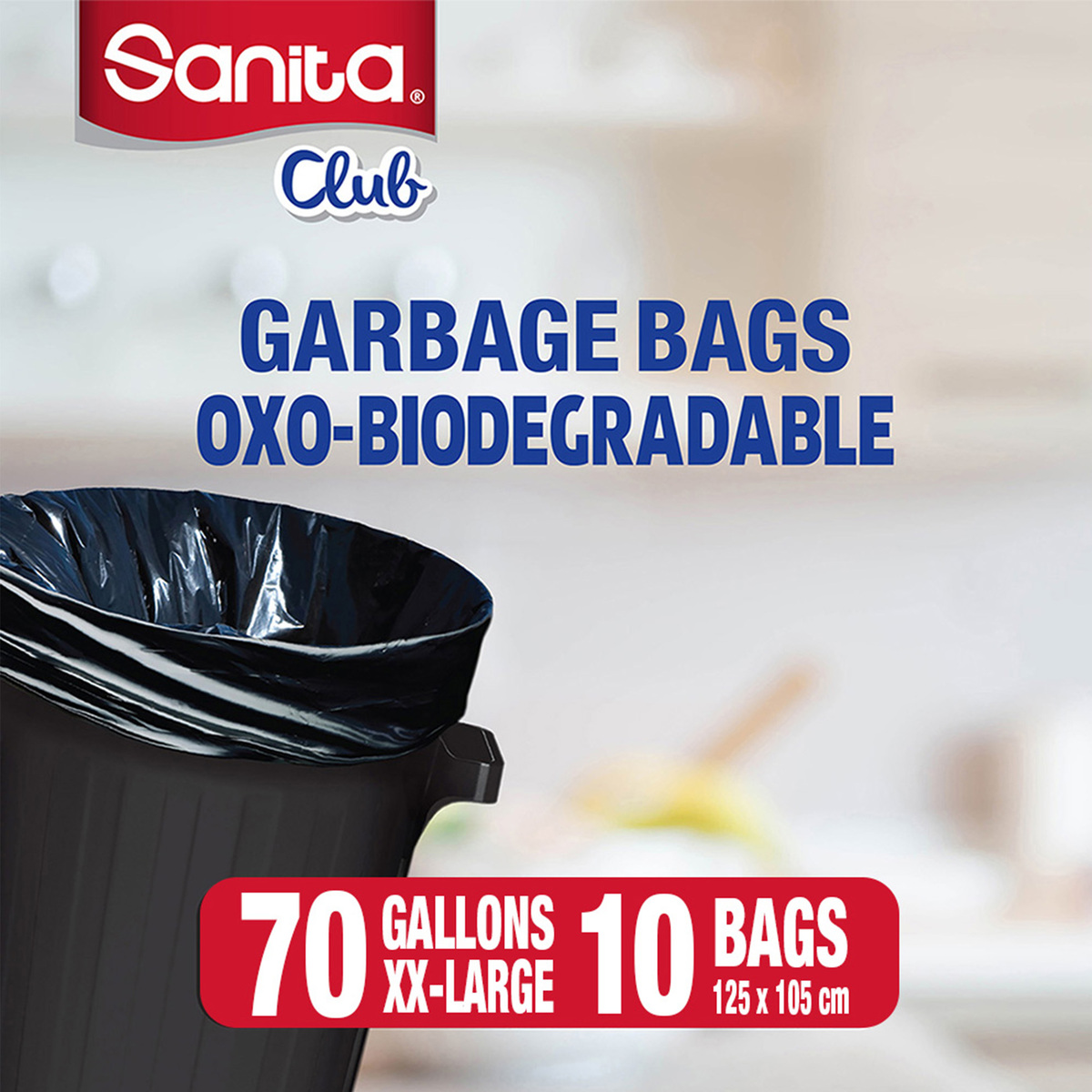 Sanita Club Oxo-Biodegradable Garbage Bags 70 Gallons XX-Large Size 125 x 105cm 10pcs