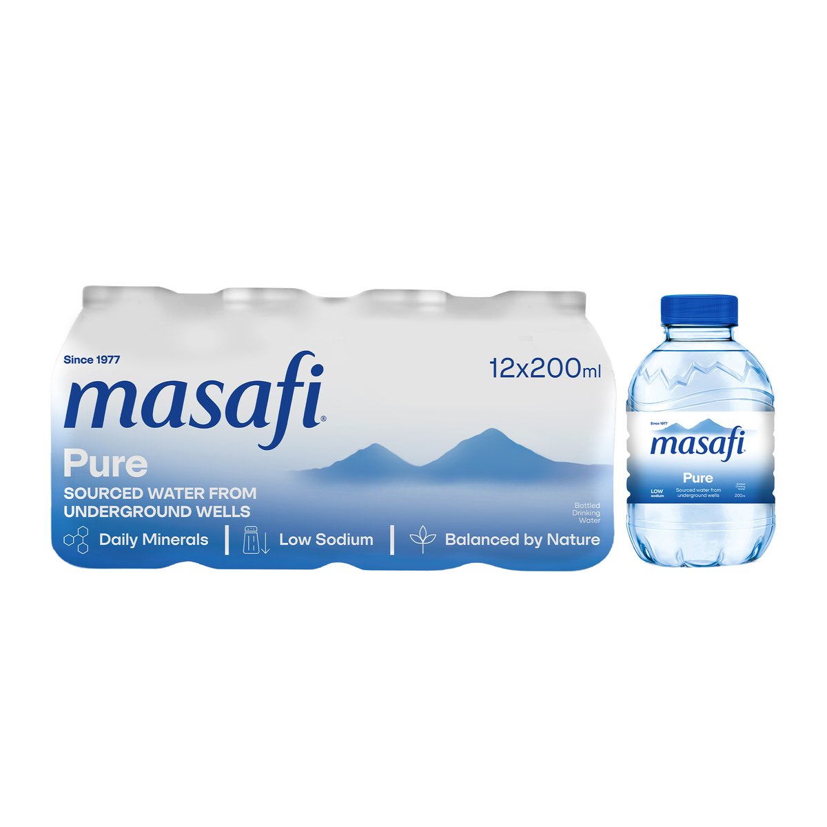 Masafi Pure Bottled Drinking Water 12 x 200 ml