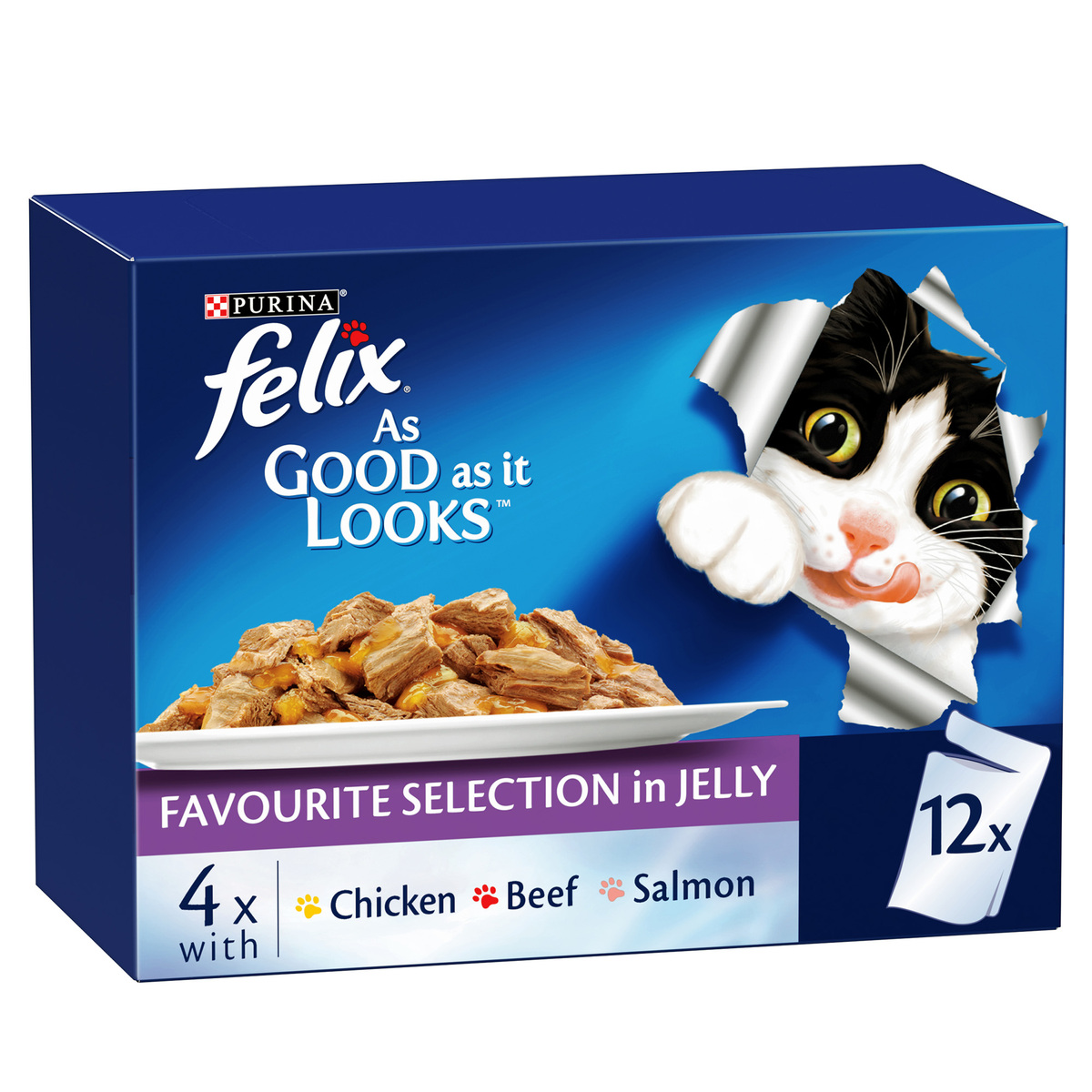 Purina Felix As Good As It Looks Delicious Favorite Selections In Jelly Cat Food ( Chicken Beef & Salmon ) 12 x 85 g