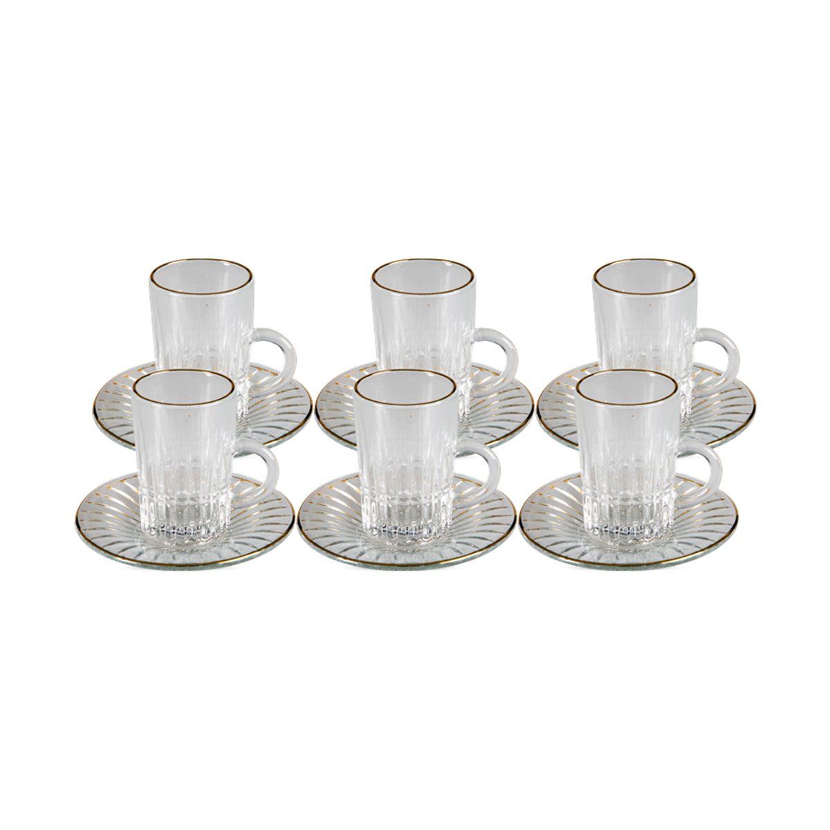 Crystal Drops Istikan + Saucer, Gold Rim, 12Pcs, MKT