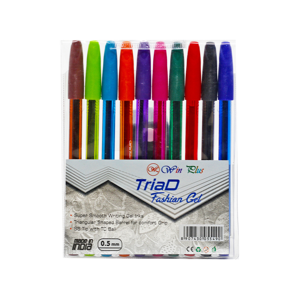 Win Plus Pen Fashion Gel TriaD 0.5mm 10pcs