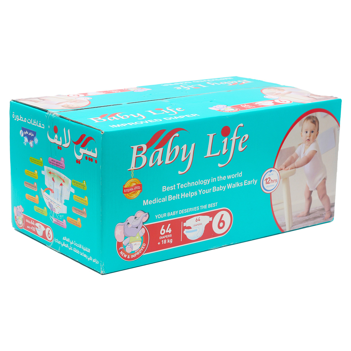 Baby Life Baby Diaper Size 6 18+ kg Value Pack 64 pcs