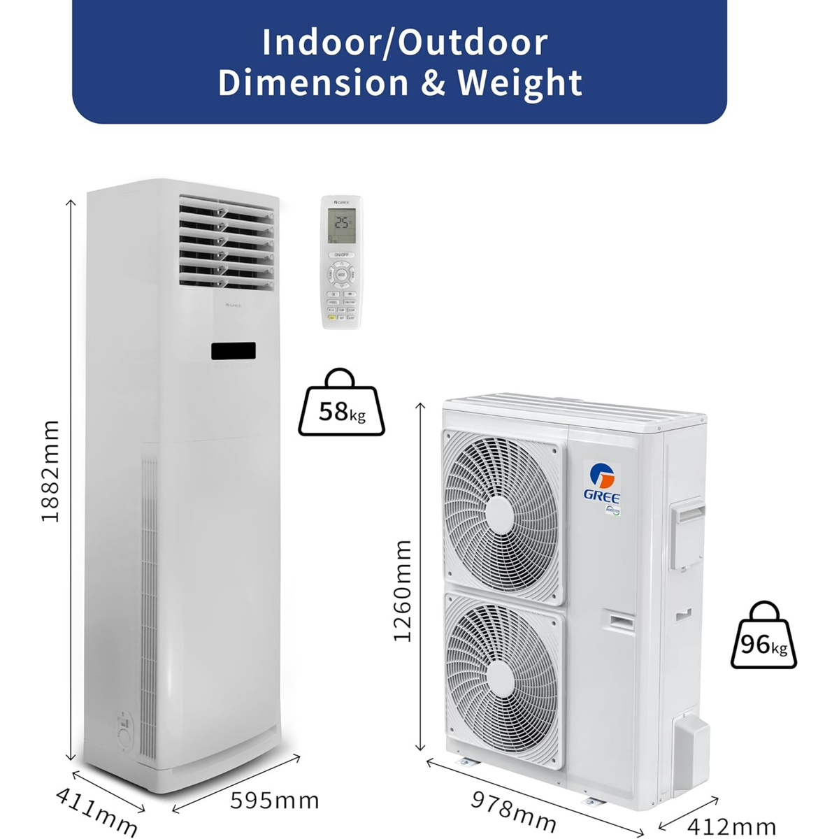 Gree Floor Stand Air Conditioner with Inverter Compressor, 4 Ton, White, iFLOWIND-48C3