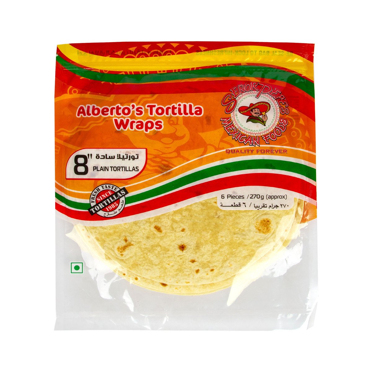 Senor Pepe 8" Alberto's Tortilla Wraps Plain 6 pcs 270 g