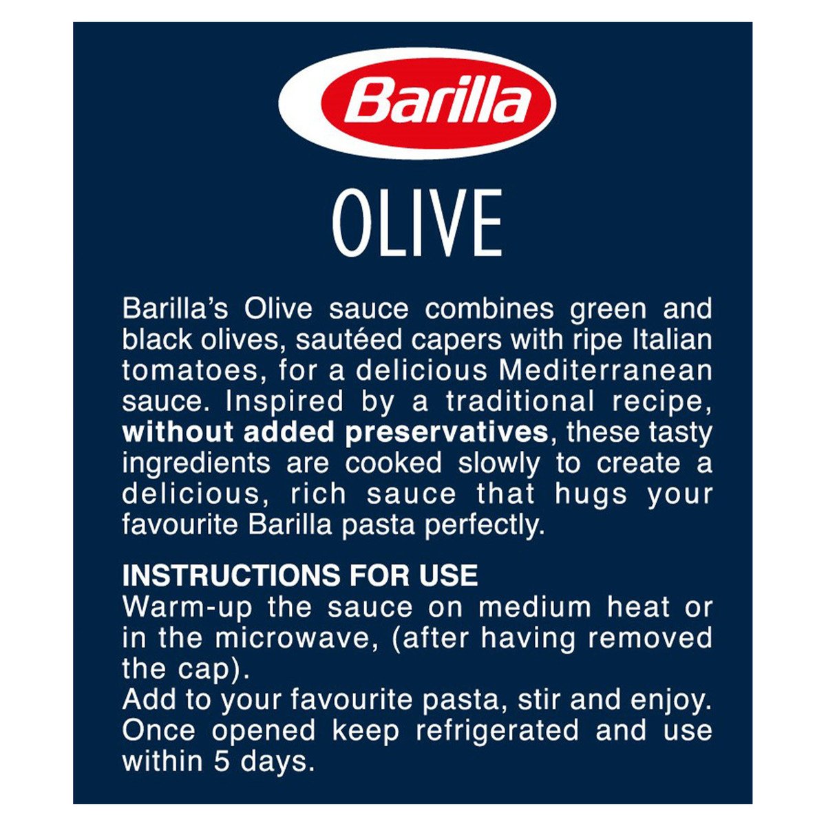 Barilla Olive Pasta Sauce With Italian Tomato 400 g