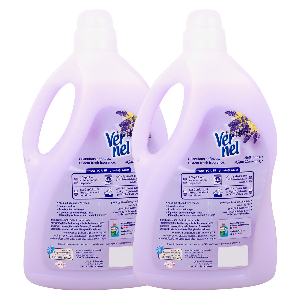 Vernel Lavender Fabric Softener Value Pack 2 x 3 Litres