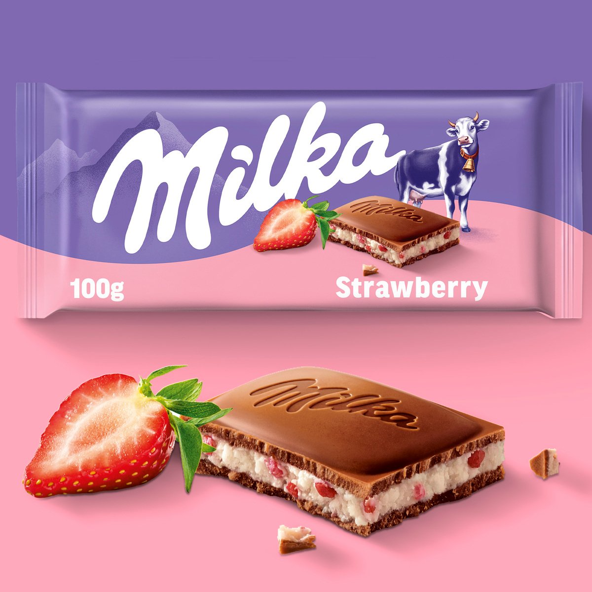 Milka Chocolate Filled with Strawberry Yoghurt 100 g