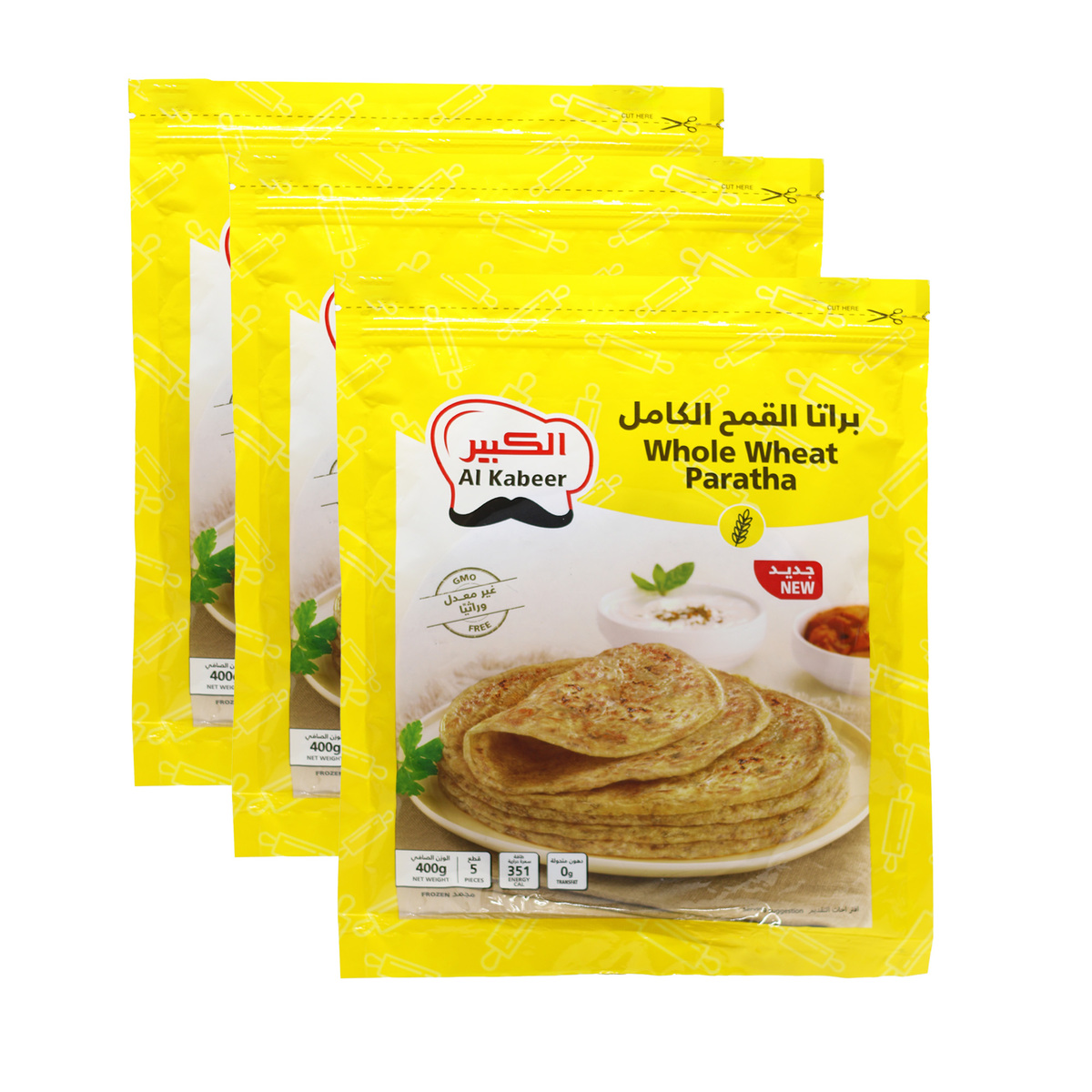 Al Kabeer Whole Wheat Paratha Value Pack 3 x 400 g