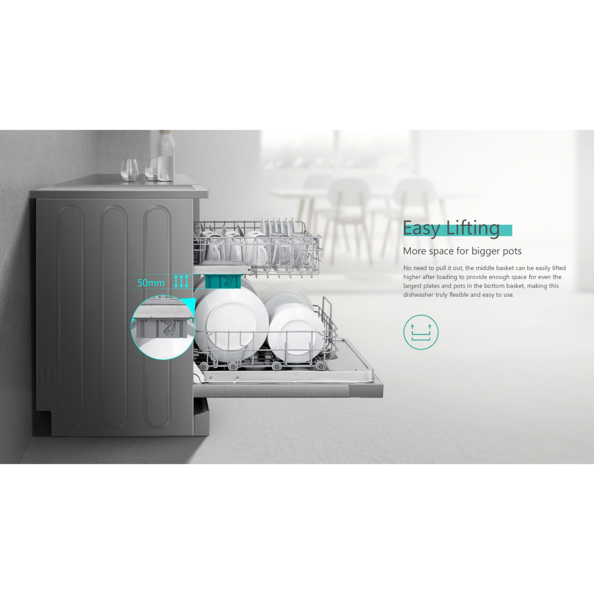 Hisense Freestanding Dishwasher, 60 cm, Silver, HS623E90X