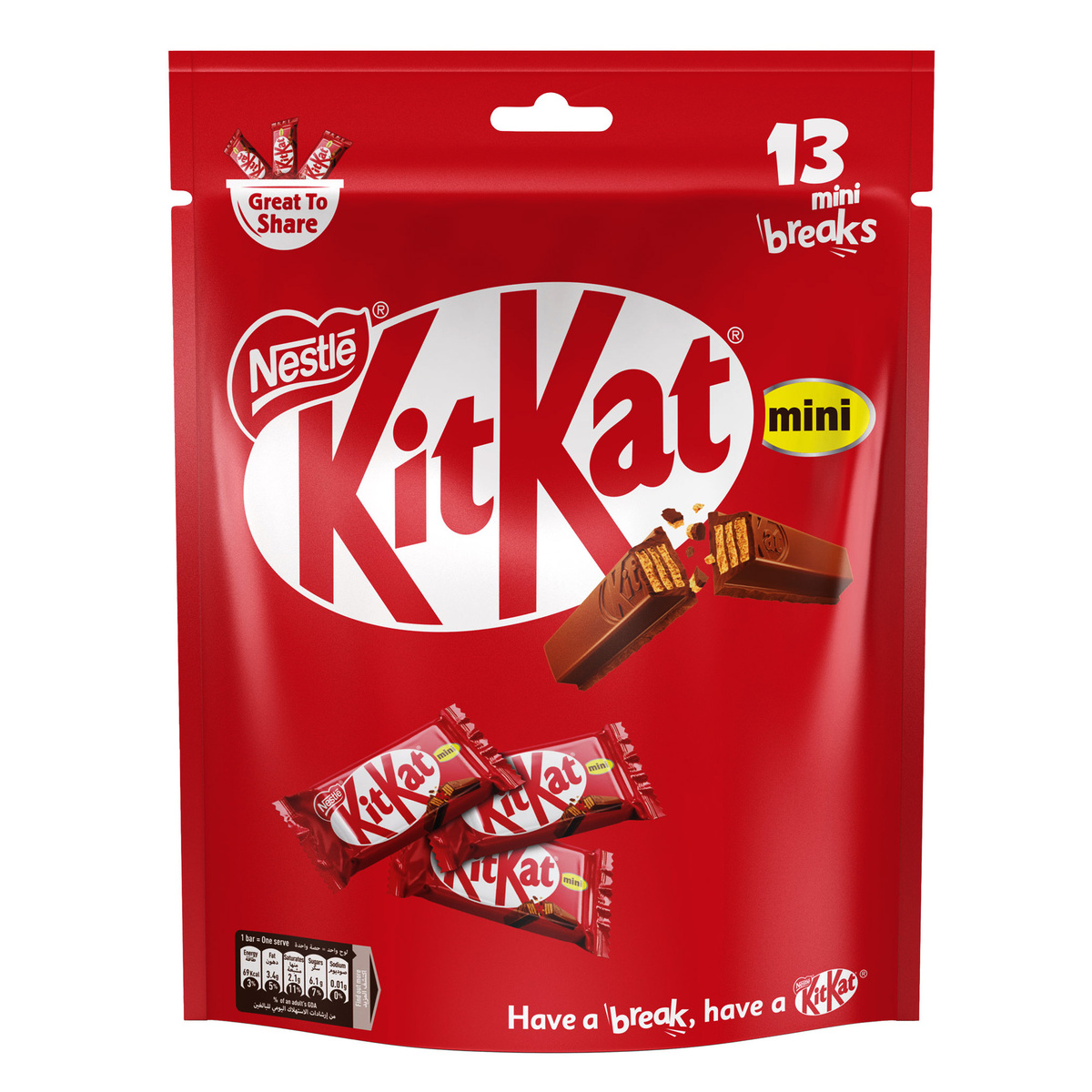 Nestle KitKat 2 Fingers Mini Bag Milk Chocolate Bag 13 pcs 175.5 g