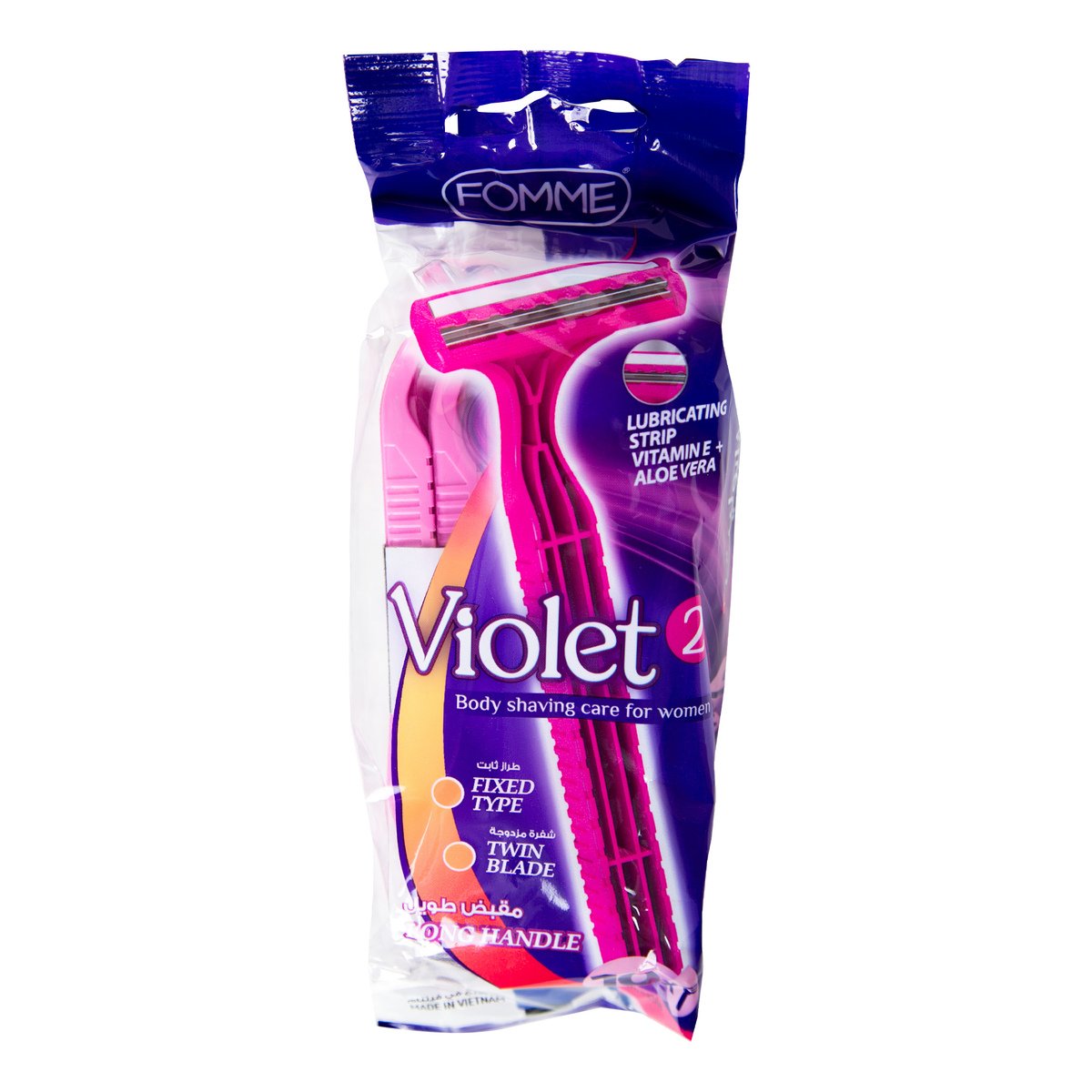 Fomme Violet 2 Long Handle Razor Body Shaving Care for Women 10 pcs