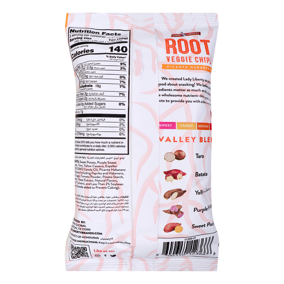 Lady Liberty Root Veggie Chips Picante Habanero Valley Blend 85 g