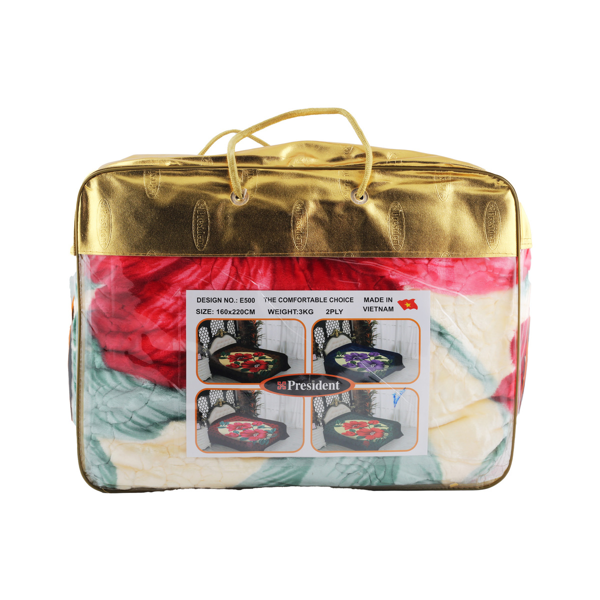 President Supersoft Blanket Vietnam 160 x 220cm 2ply 3kg Assorted