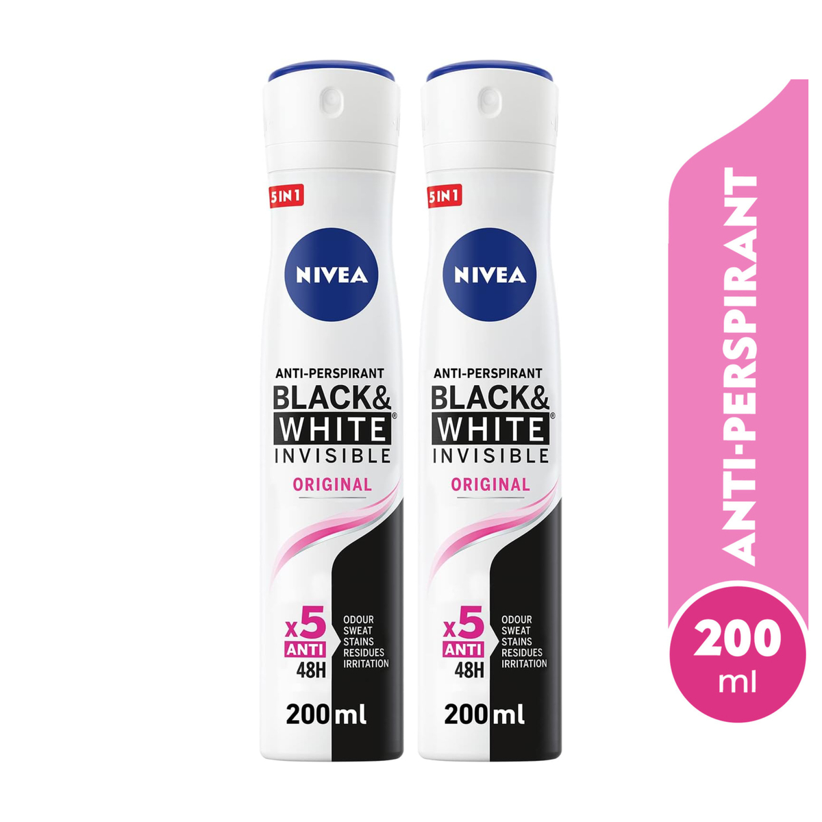 Nivea Black & White Invisible Original Deodorant Spray 2 x 200 ml