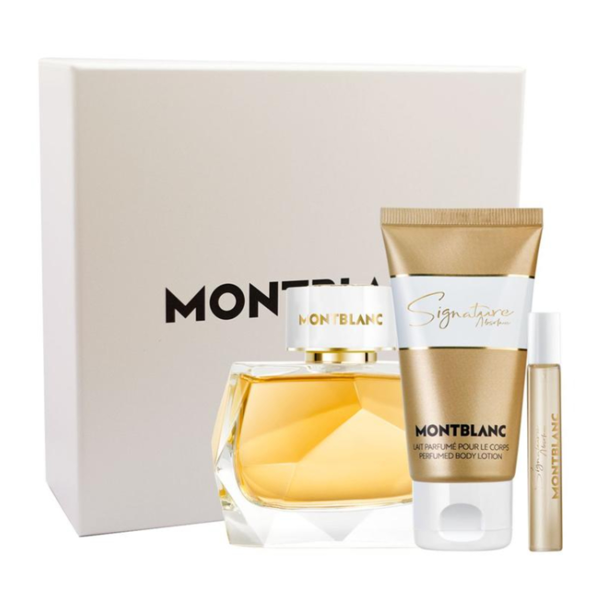 Mont Blanc Siginature Absolu EDP 90ml + Mini Travel Spray EDP 7.5ml + Body Lotion 100ml (New Pack) Gift Set For Women