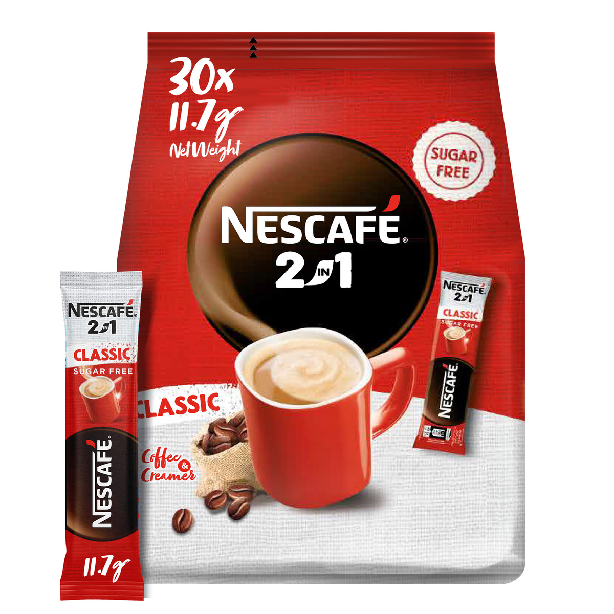 Nescafe 2-in-1 Coffee Sugar Free Value Pack 30 x 11.7 g