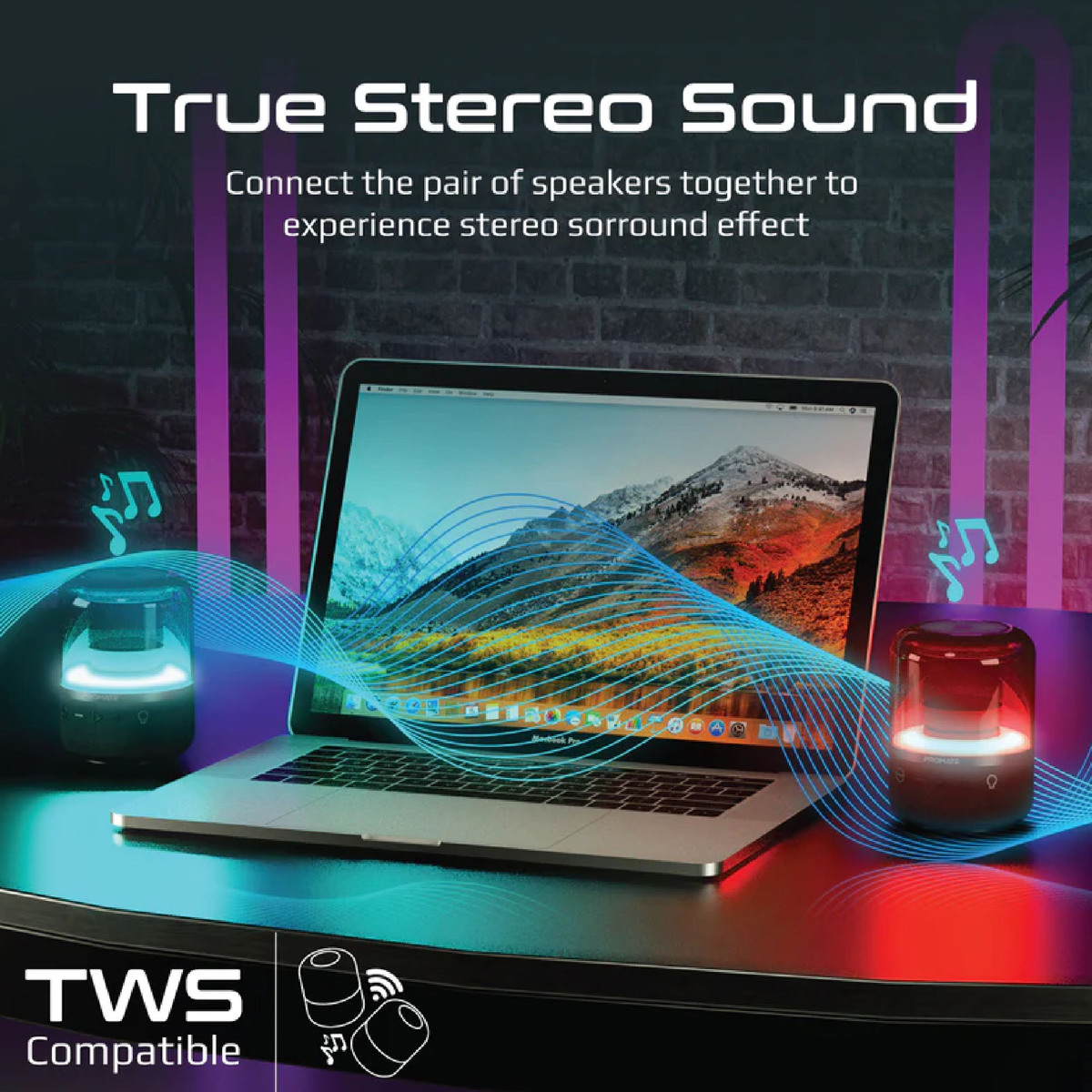 Promate LumiSound 360° Surround Sound Speaker Glitz