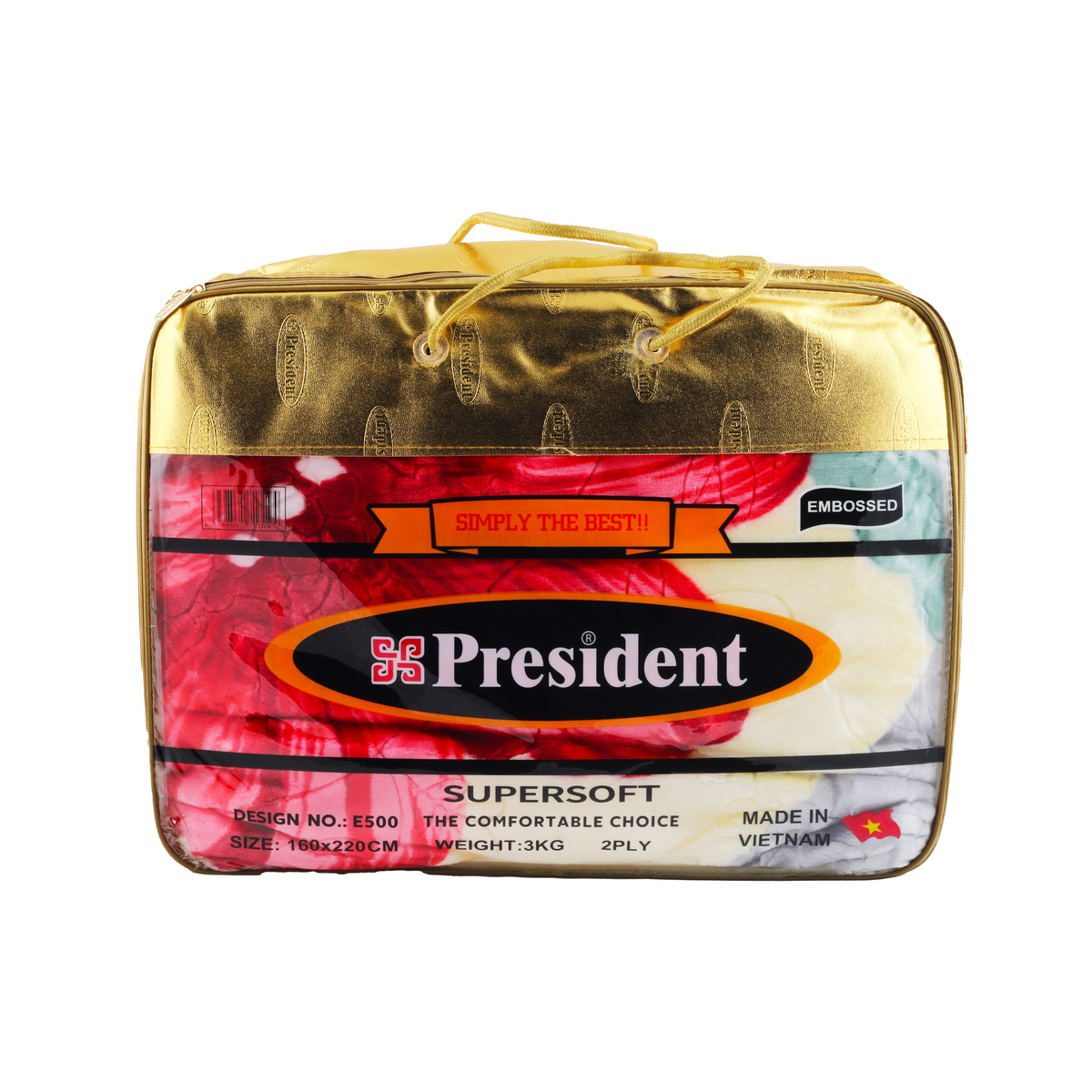 President Supersoft Blanket Vietnam 160 x 220cm 2ply 3kg Assorted