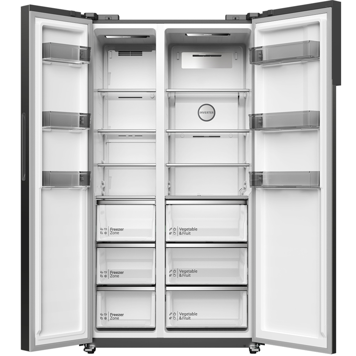 Hitachi Side by Side Double Door Refrigerator, 525L Net Capacity, Dark Inox, HRSN9552DDX