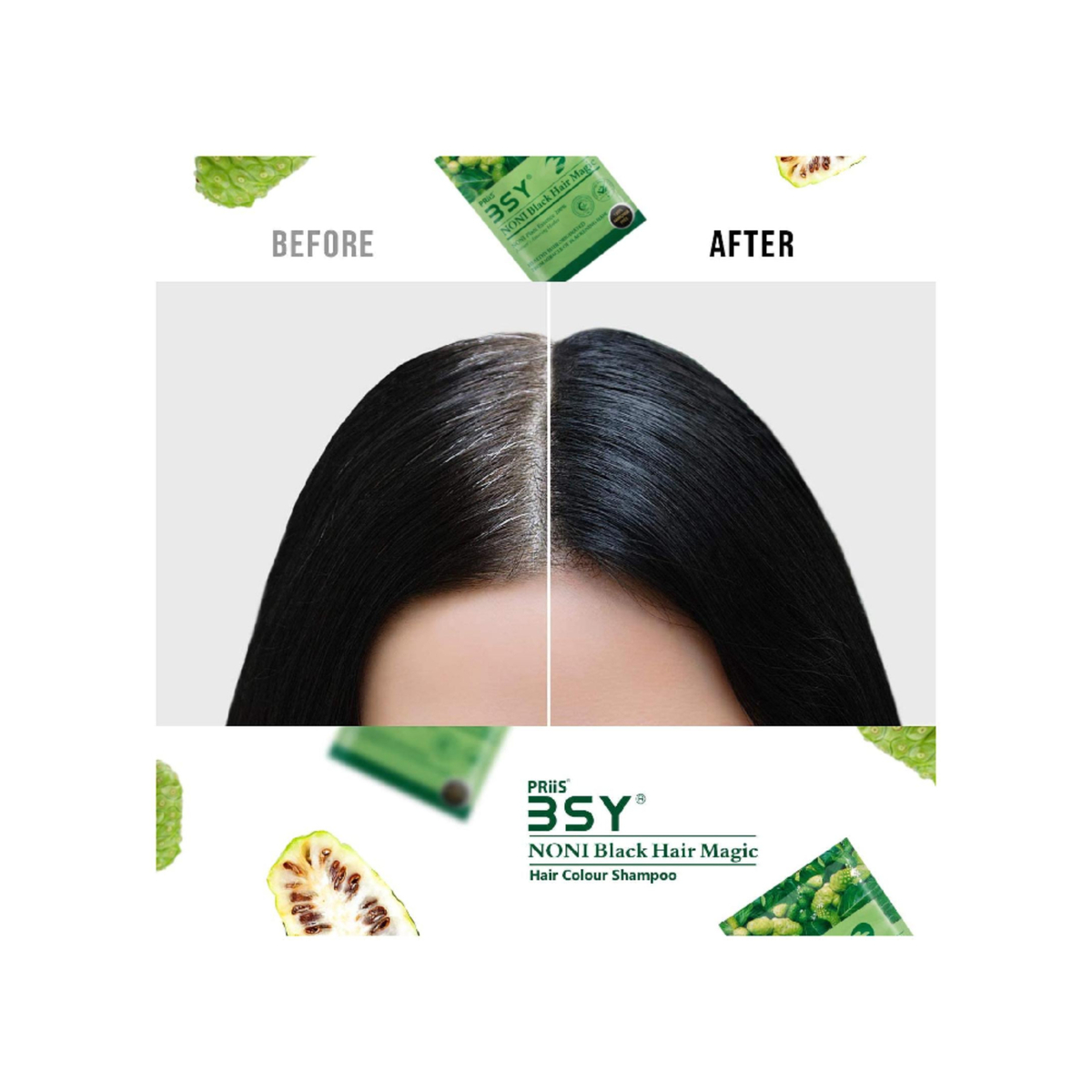 BSY Noni Hair Colour Shampoo Natural Black Value Pack 2 x 20 ml