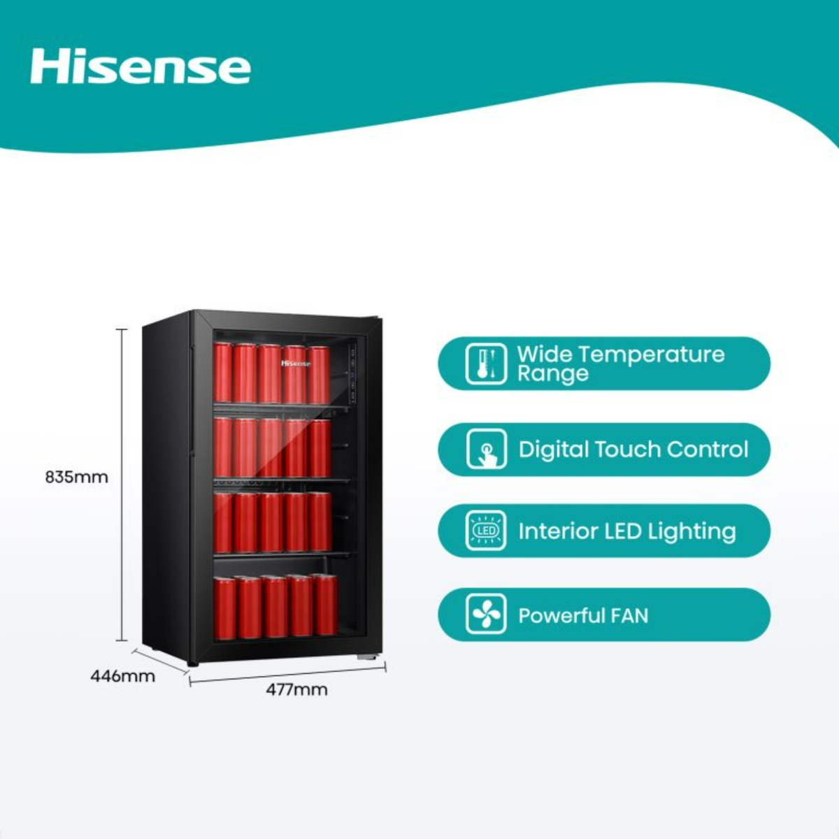 Hisense Beverage Cooler, 91L, Black, WFQA1014EVJMWT