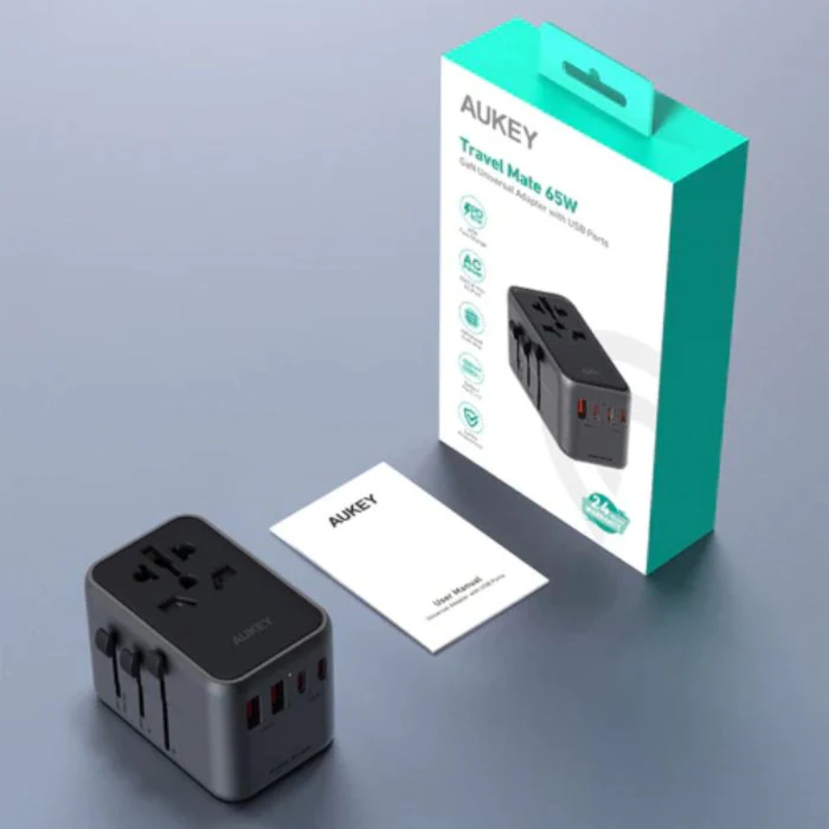 Aukey Travel Adapter, 65W, PATA08