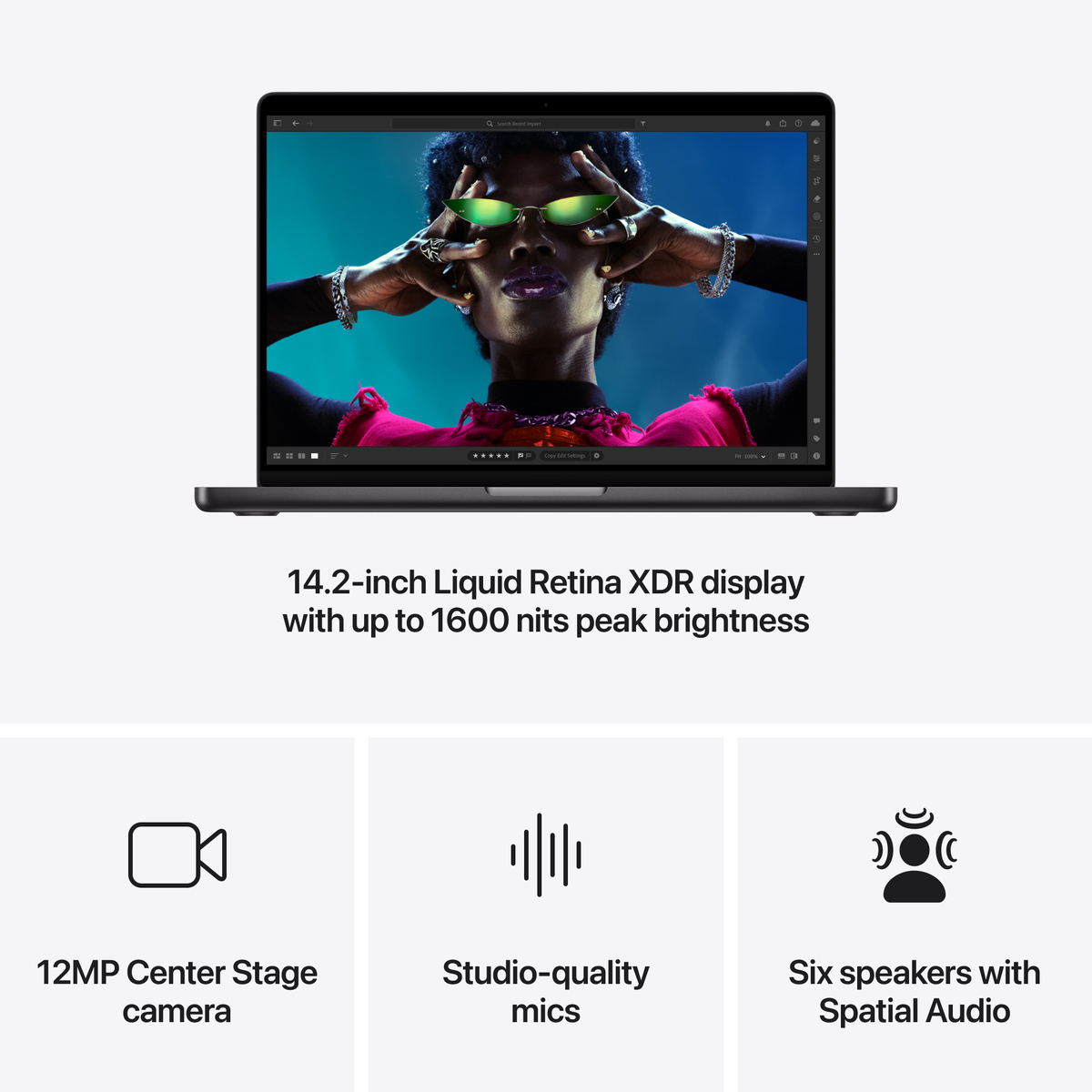 Apple 14" Macbook Pro, Liquid Retina XDR Display, Apple M4 chip with 10‑core CPU and 10‑core GPU, 16 GB RAM, 1 TB SSD, macOS Sequoia, English/Arabic Keyboard, Space Black