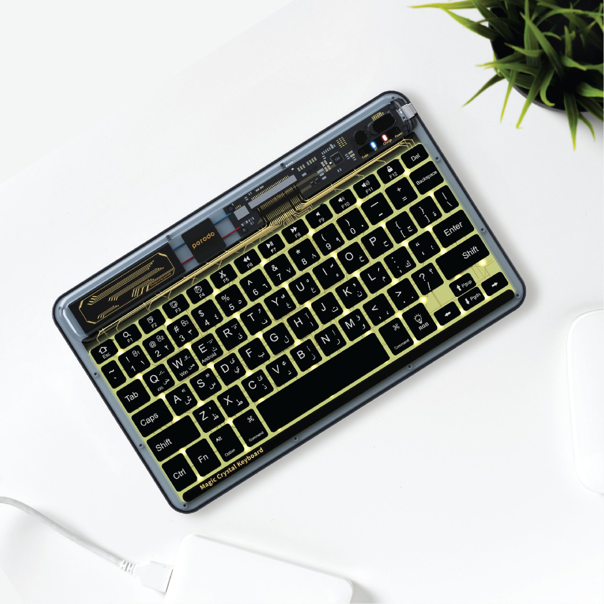 Porodo Crystal Shell Ultra-Slim Keyboard - Black TRPBTKB Bk