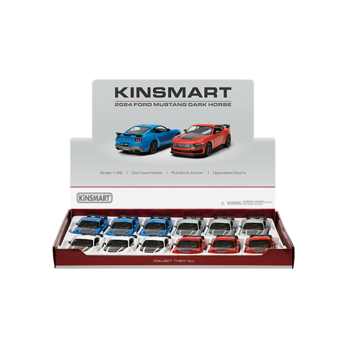 Kinsmart 2024 Ford Mustang Dark Horse Die-Cast Metal Car, 1:38 Scale, 1 pc, Assorted, KT5455D