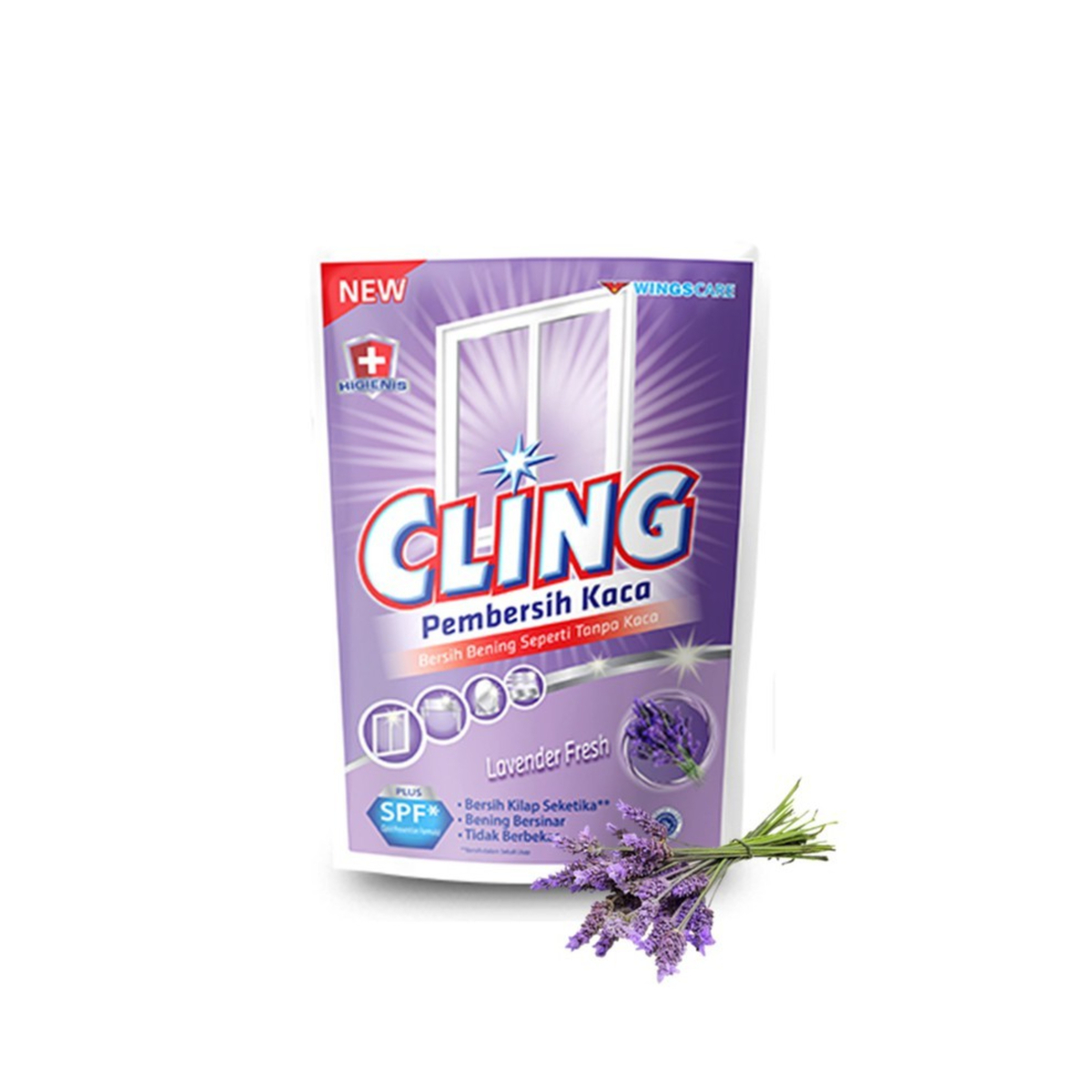 Cling Pembersih Kaca Lavender Fresh Pouch 425ml