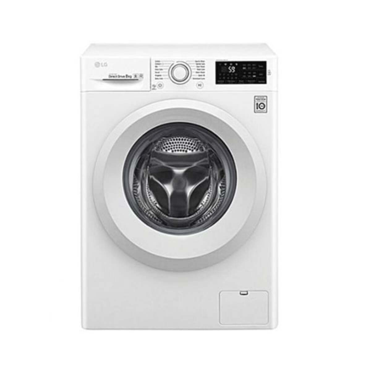LG 8kg Front Washing Machine, Direct Drive Motor, 1200 Rpm, International Version, White, F4J5TNP3W