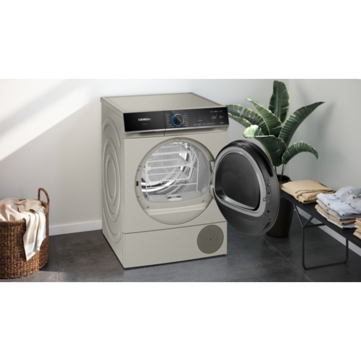 Siemens iQ700 Front Load Heat Pump Dryer, 9 kg, Silver Inox, WQ45B2BXGC