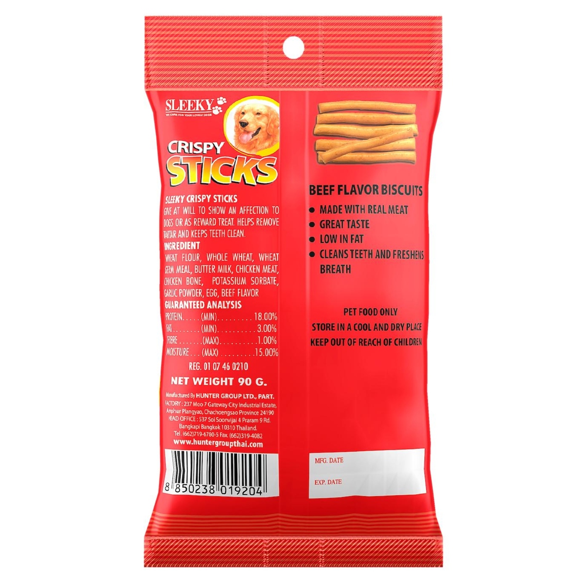 Sleeky Crispy Sticks Beef Flavor Dog Biscuits 90 g