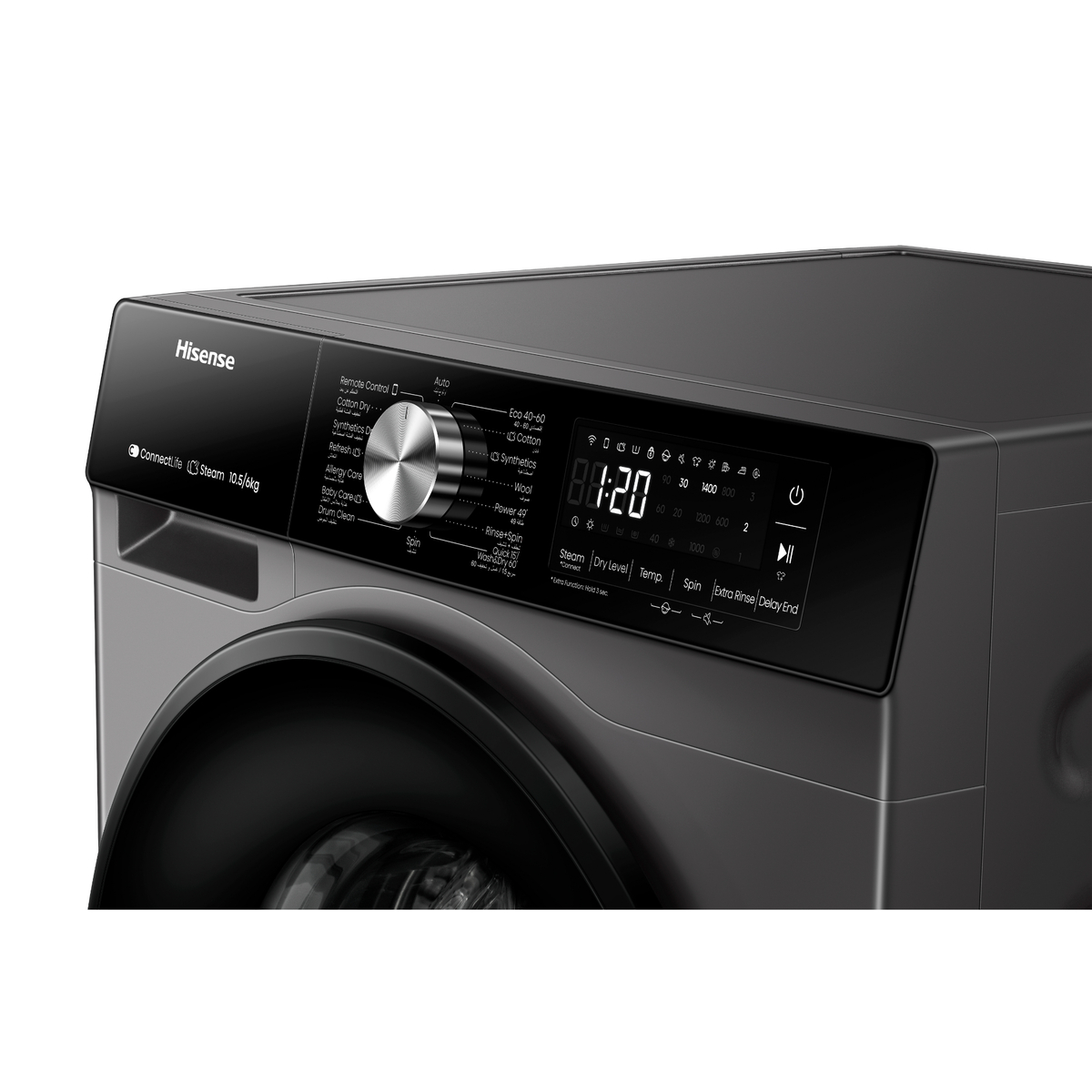 Hisense Front Load Washer & Dryer, 10/6 kg, 1400 RPM, Titanium Grey, WD3S1043BT