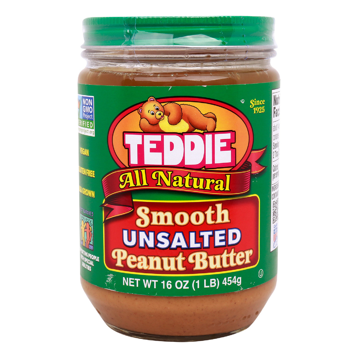 Teddie Smooth Unsalted Peanut Butter 454 g