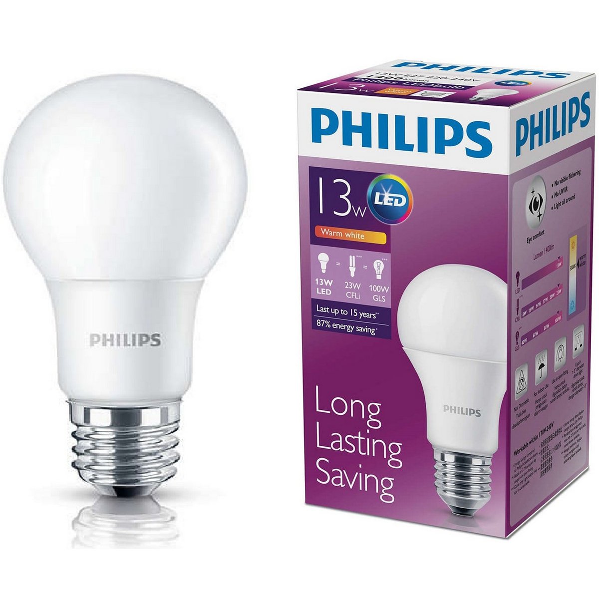 Philips LED Bulb 13W E27 2pcs Online at Best Price | LED | Lulu Kuwait